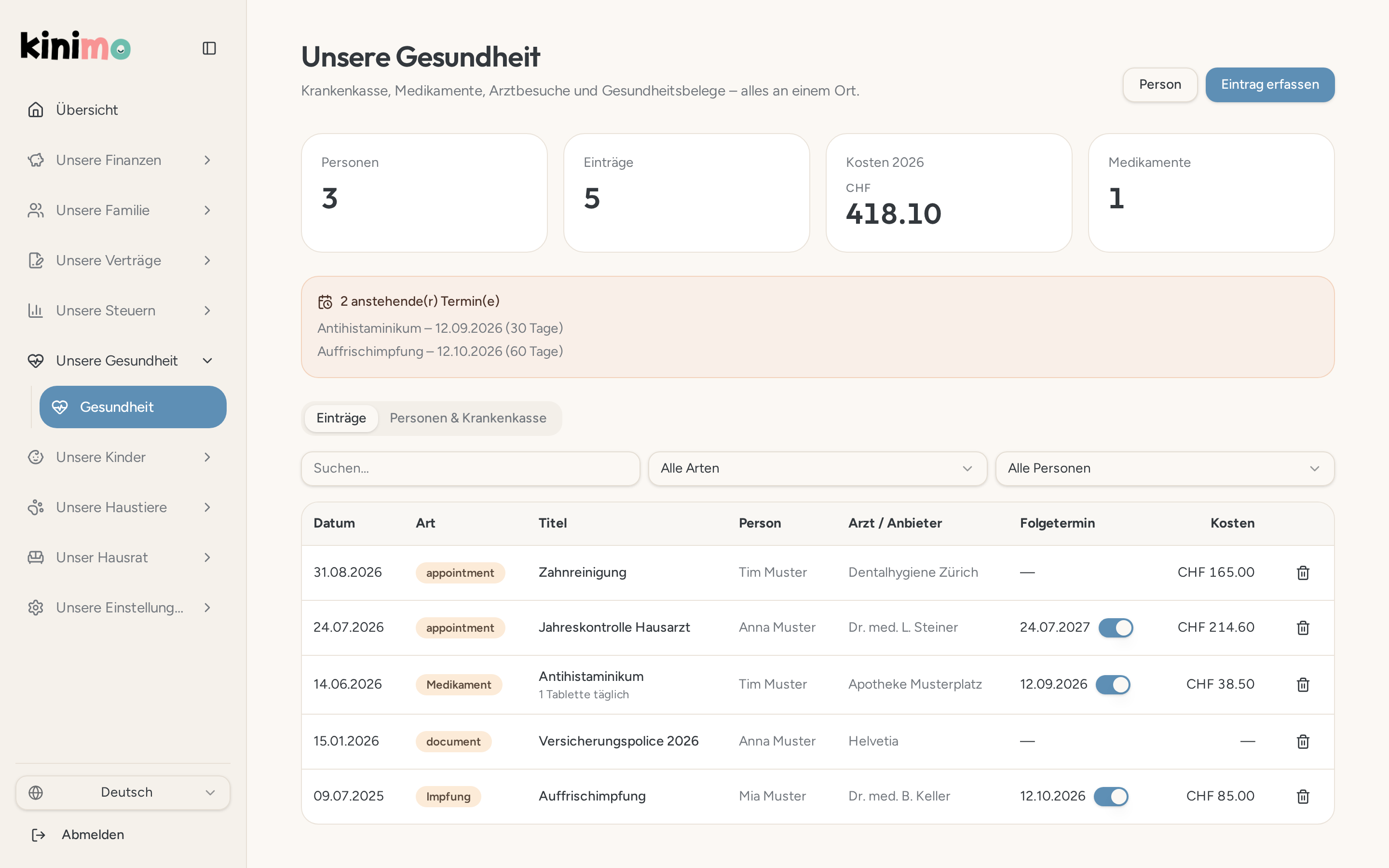 Gesundheit der Familie